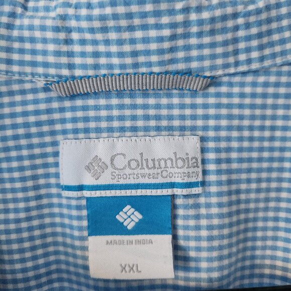 Columbia Men's XXL Blue & White Check Cotton Button-Up Shirt - Picture 2 of 5